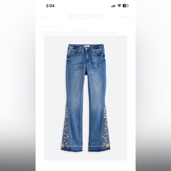 Floral Embroidered Flare Jeans - Picture 4 of 7